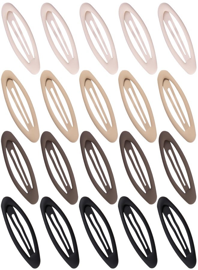 Cptots 20PCS Oval Metal Snap Clips for Women No Slip Small Barrettes for Thin Fine Hair,Matte Black Brown Beige - Image 1
